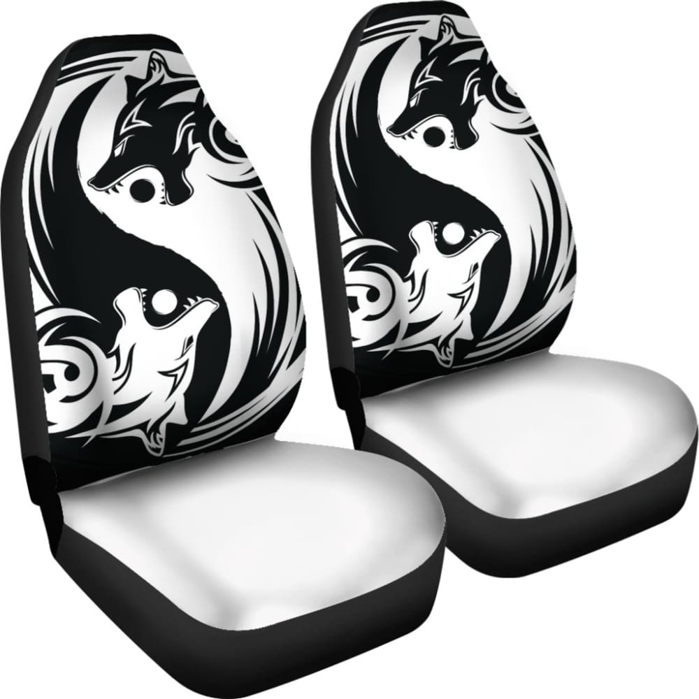 Viking Style Car Seat Cover - Ying Yang Wolf