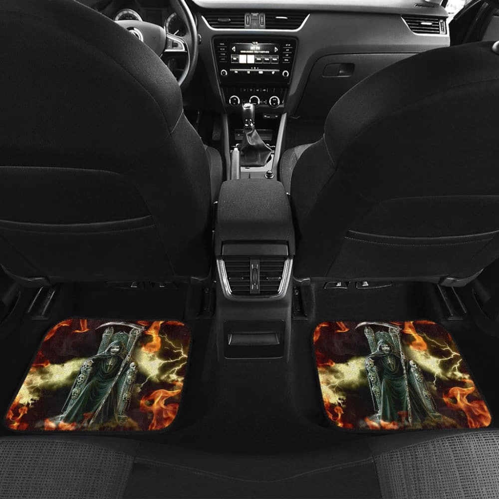 Flaming Grim Reaper Fire Car Floor Mats
