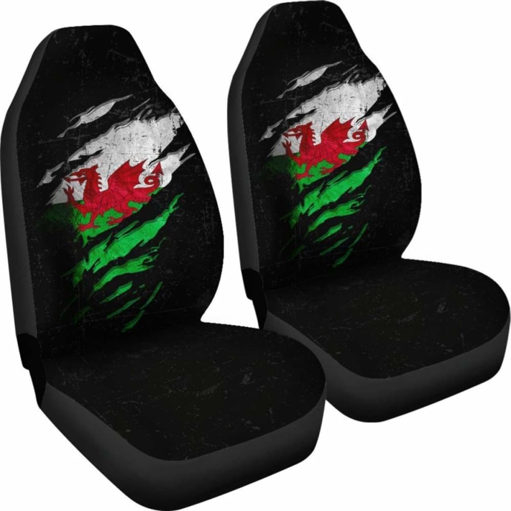 Wales In Me Car Seat Covers - Special Grunge Style (Set Of Two)