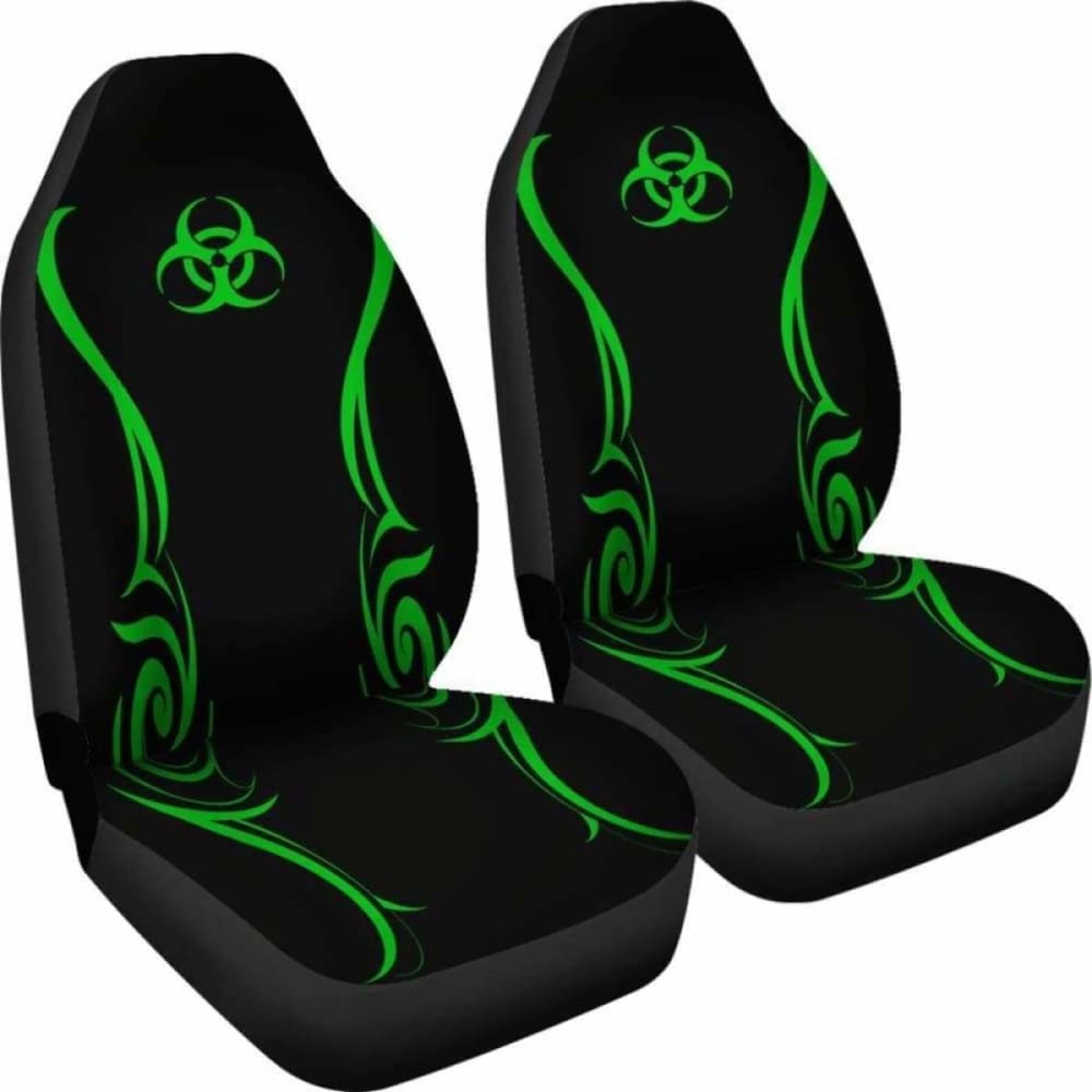 Black & Neon Green Biohazard Car Seat Covers