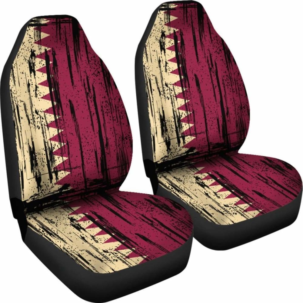 Qatar Grunge Flag Car Seat Cover