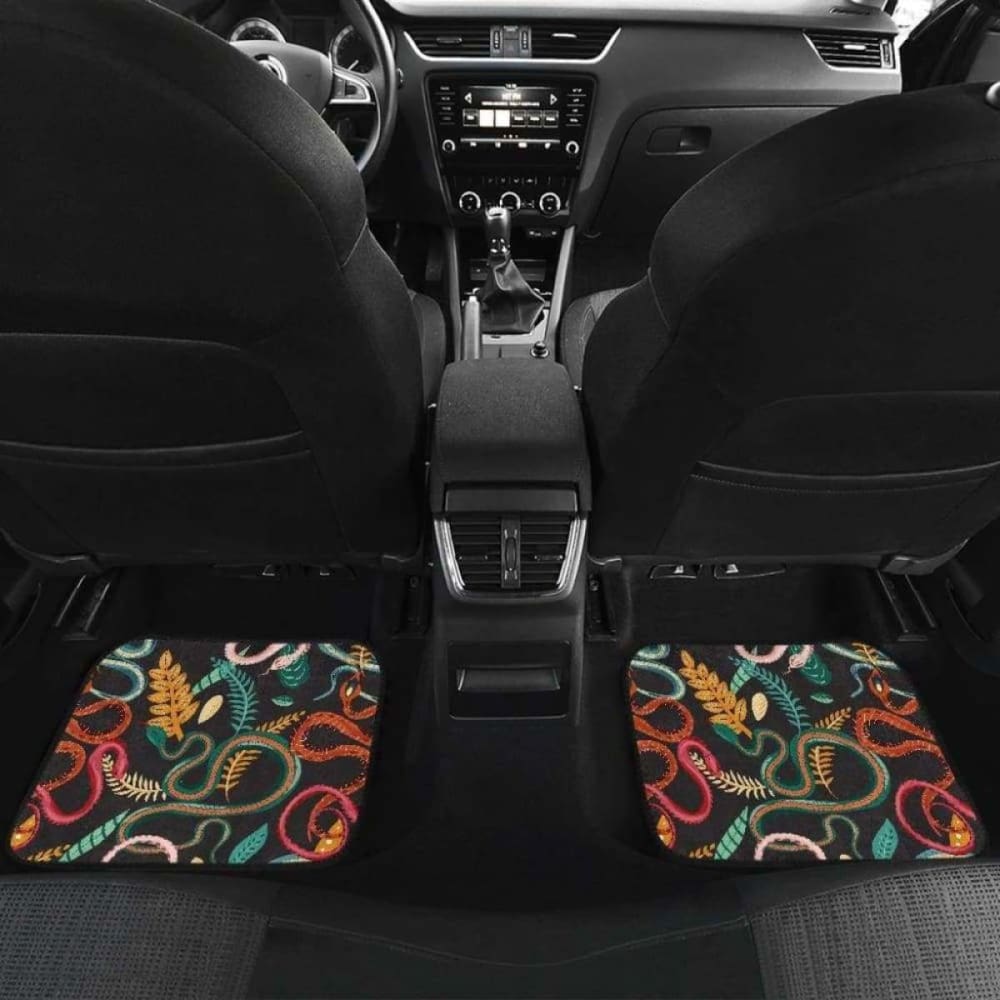 Colorful Snake Plant Pattern Front And Back Car Mats