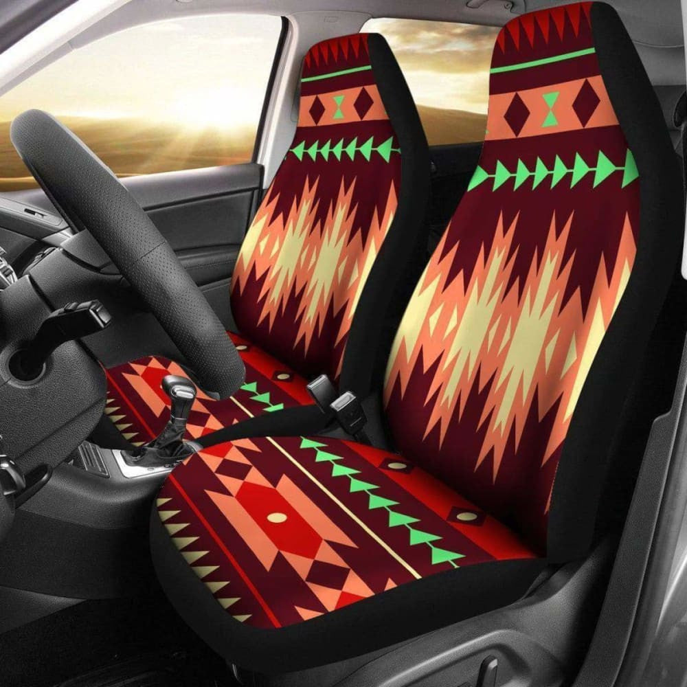 Burgundy Aztec Pattern Seat Covers