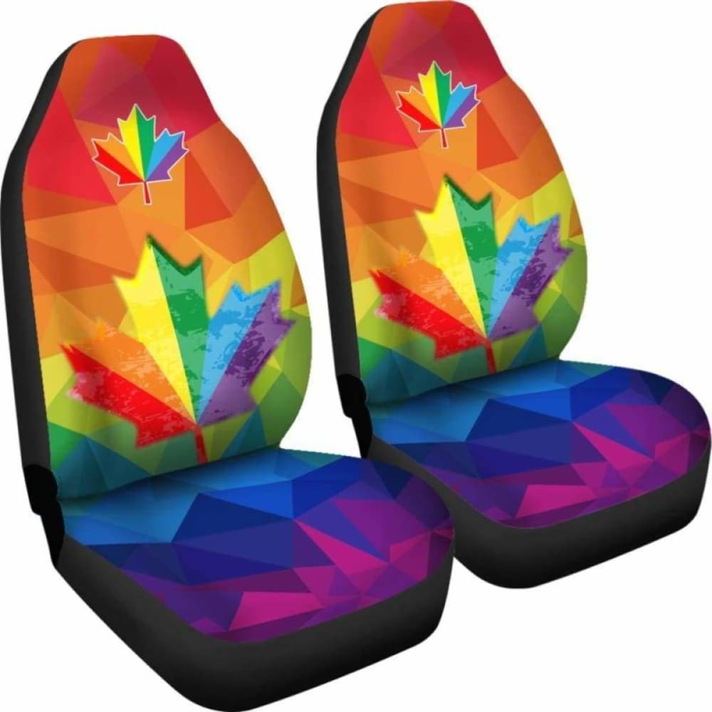 Canada Car Seat Covers Maple Leaf Lgbt Pride (Set Of Two)