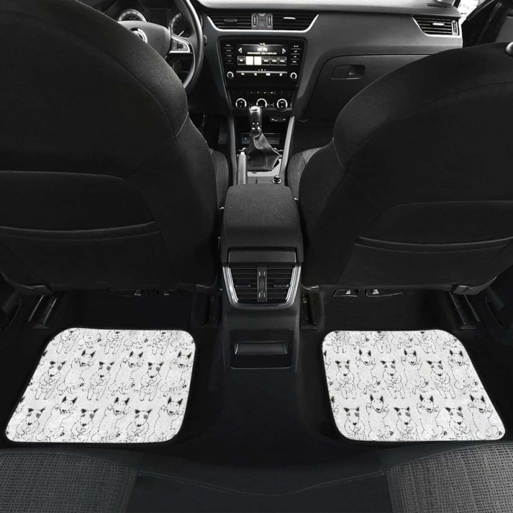 Bull Terrier Pattern Print Design Front And Back Car Mats