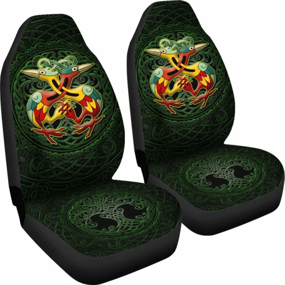 Celtic Heron With Tree Of Life Car Seat Covers - The Messengers Of Gods