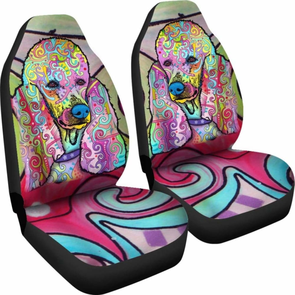Poodle Design Car Seat Covers Colorful Back
