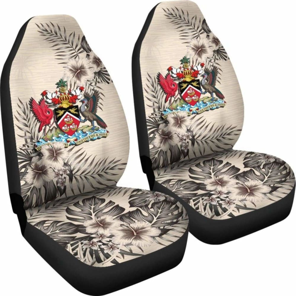 Trinidad And Tobago Car Seat Covers - The Beige Hibiscus (Set Of Two)