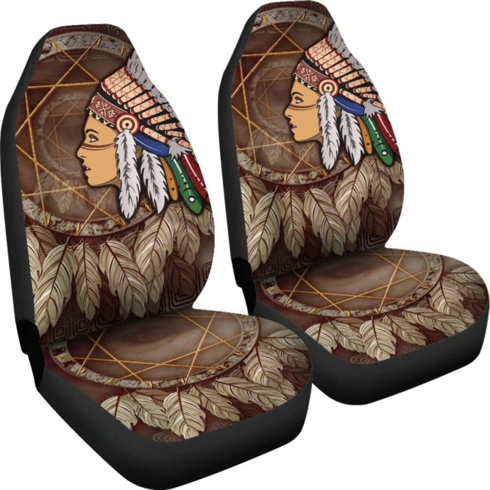 Native American Car Seat Covers - Native American Girls With Dreamcatcher -