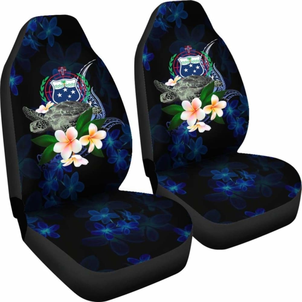 Samoa Polynesian Car Seat Covers - Turtle With Plumeria Flowers -