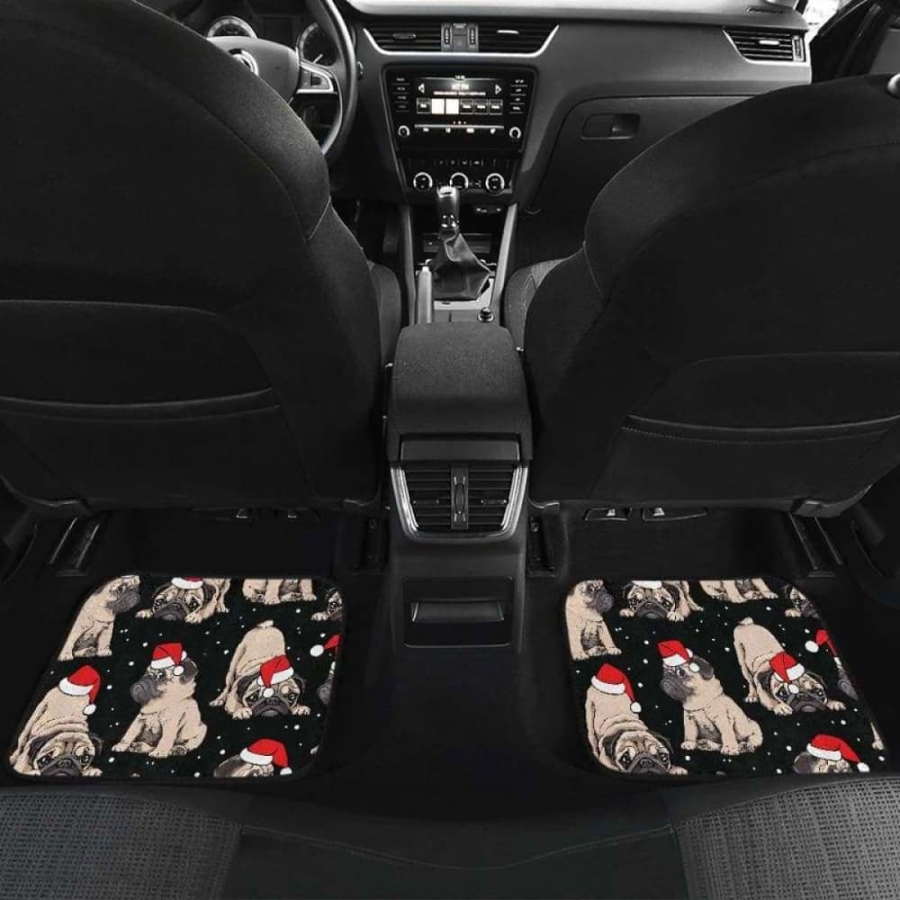 Christmas Pugs Santa_S Red Cap Pattern Front And Back Car Mats