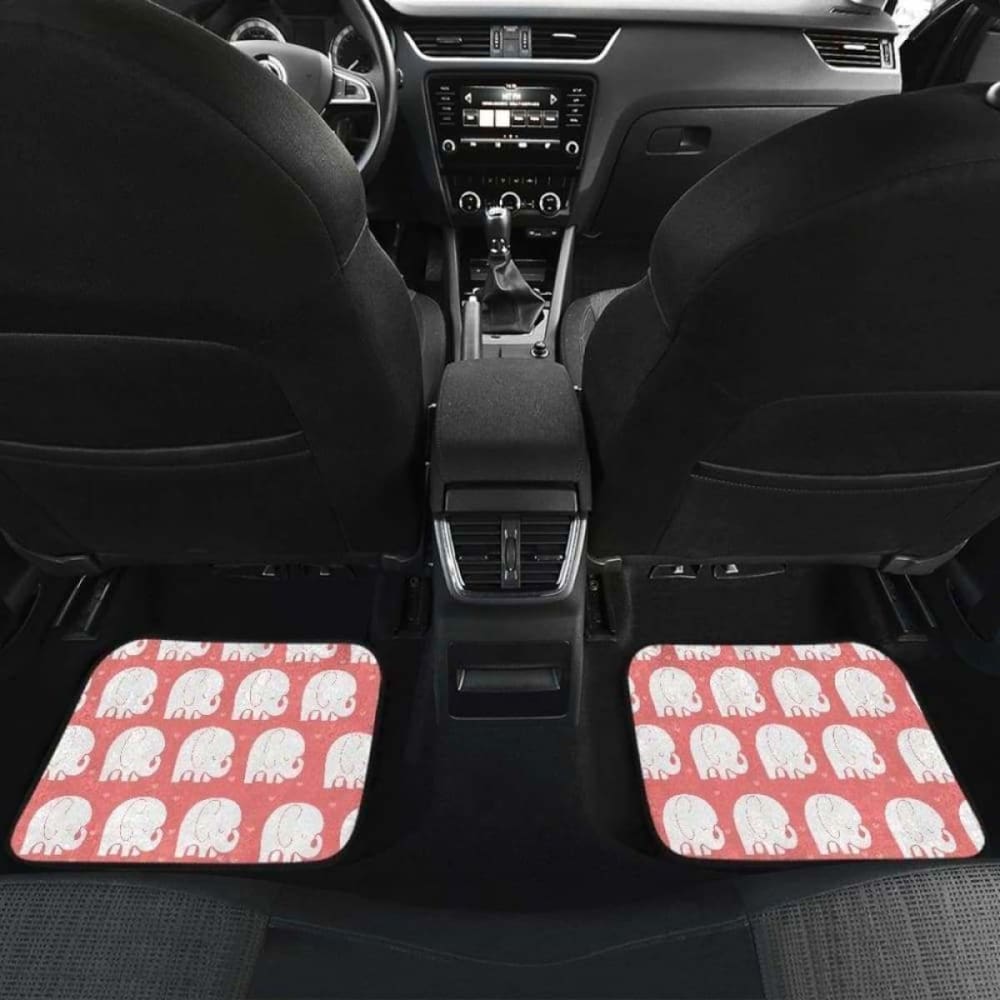 Cute Elephant Chibi Funny In Pink Theme Car Floor Mats