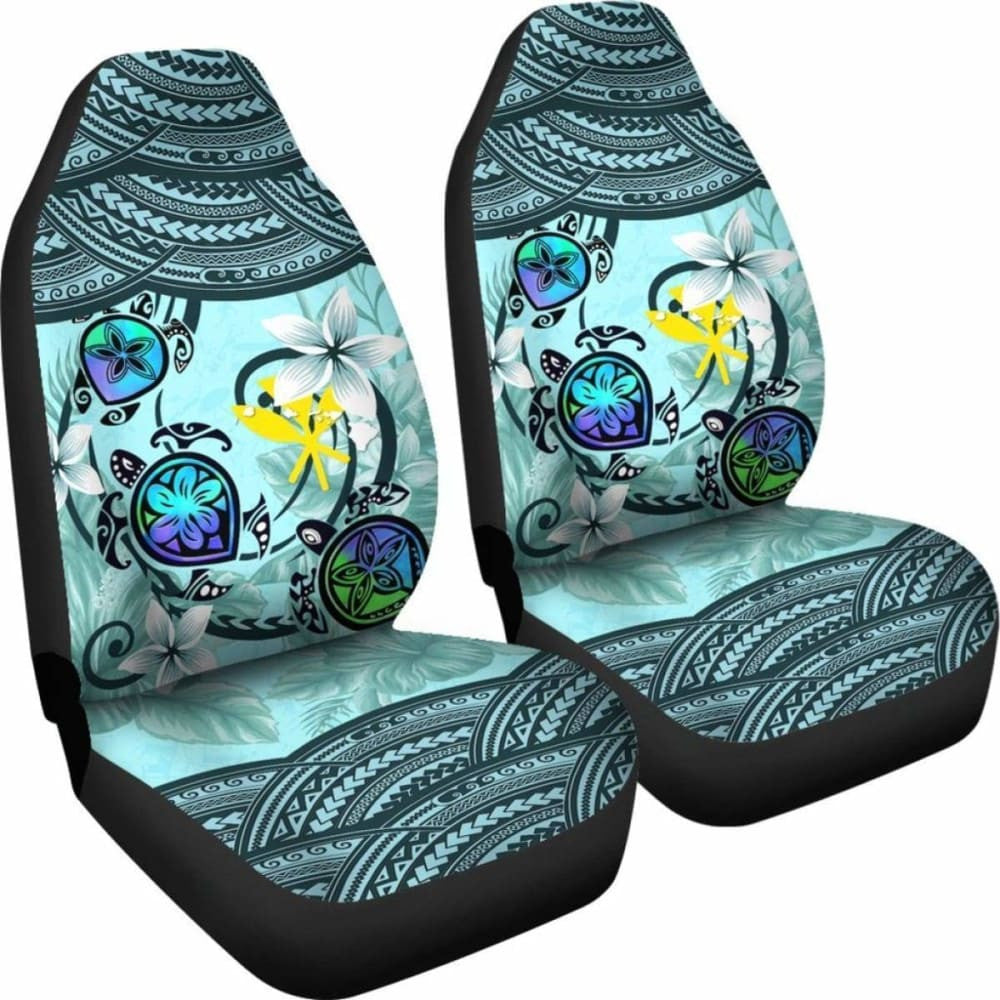 Kanaka Maoli (Hawaiian) Car Seat Covers - Polynesian Turtle Plumeria Blue Amazing