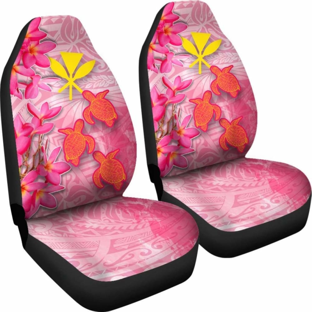Hawaii Car Seat Covers - Polynesian Pink Plumeria Turtle -