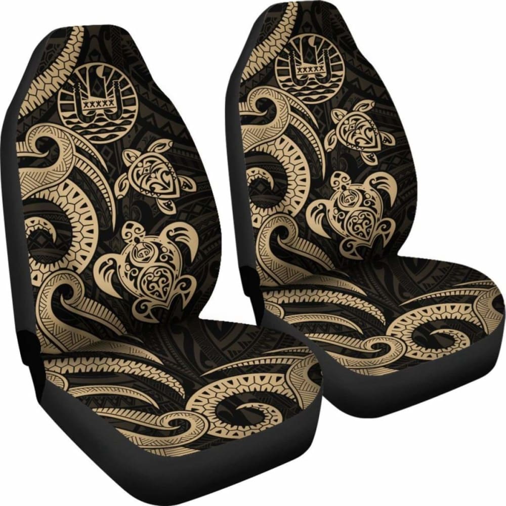 Tahiti Polynesian Car Seat Covers - Gold Tentacle Turtle -