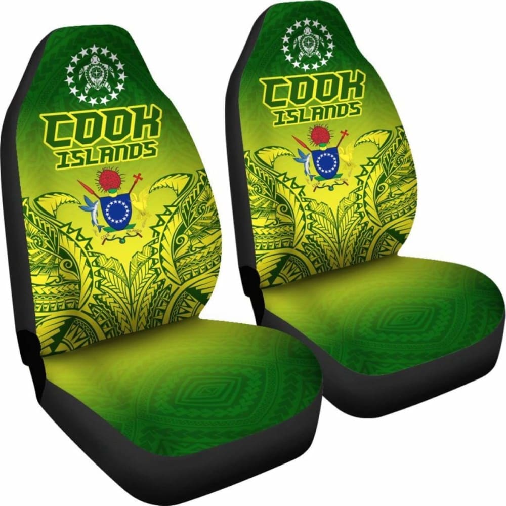 Cook Islands Car Seat Covers - Cook Islands Flag Turtle Coat Of Arms Premium - New Amazing