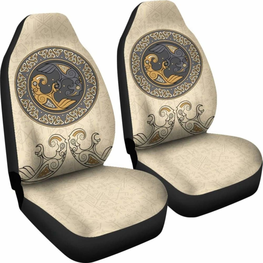 Viking Shield With Twins Ravens God Of Odin Car Seat Covers