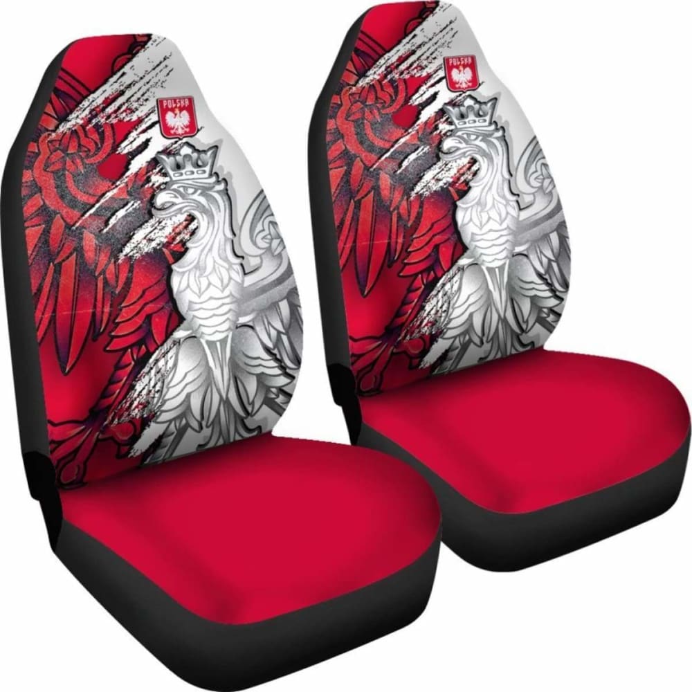 Poland Car Seat Covers - Polish Eagle With Flag Color -