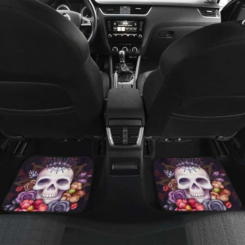 Set Of Pcs Floral Sugar Skull Car Mat