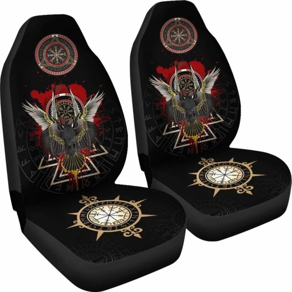 Vikings Car Seat Covers Raven Of Odin - Special Version