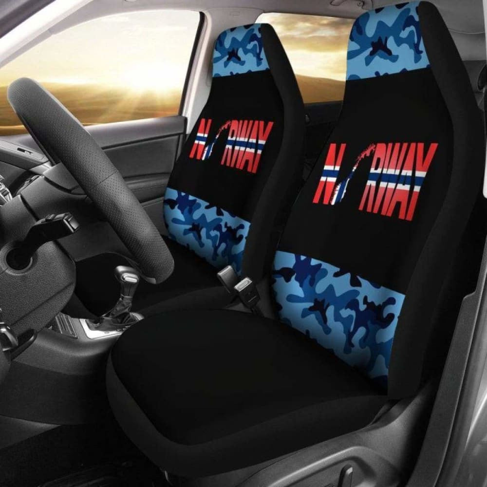 Norway Flag With Camo Style Car Seat Covers Amazing