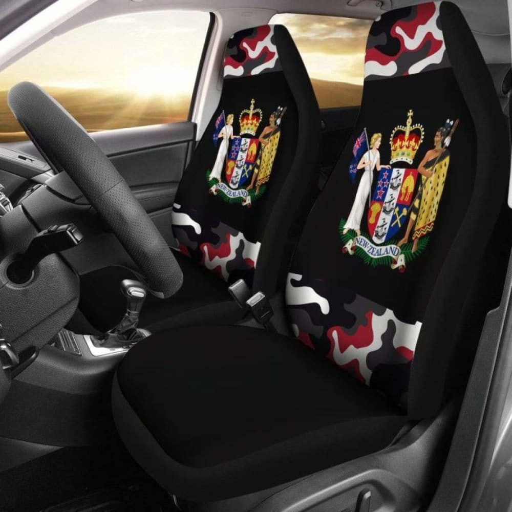New Zealand Coat Of Arms With Camo Style Car Seat Covers