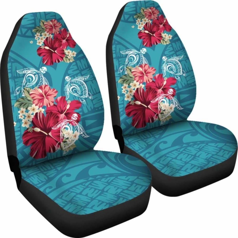 Hawaii Turtle Hibiscus Plumeria Blue Polynesian - Car Seat Cover New Awesome