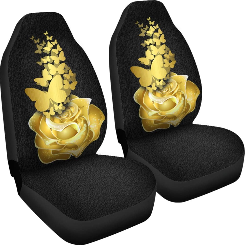 Amazing Golden Rose and Butterfly Car Seat Covers