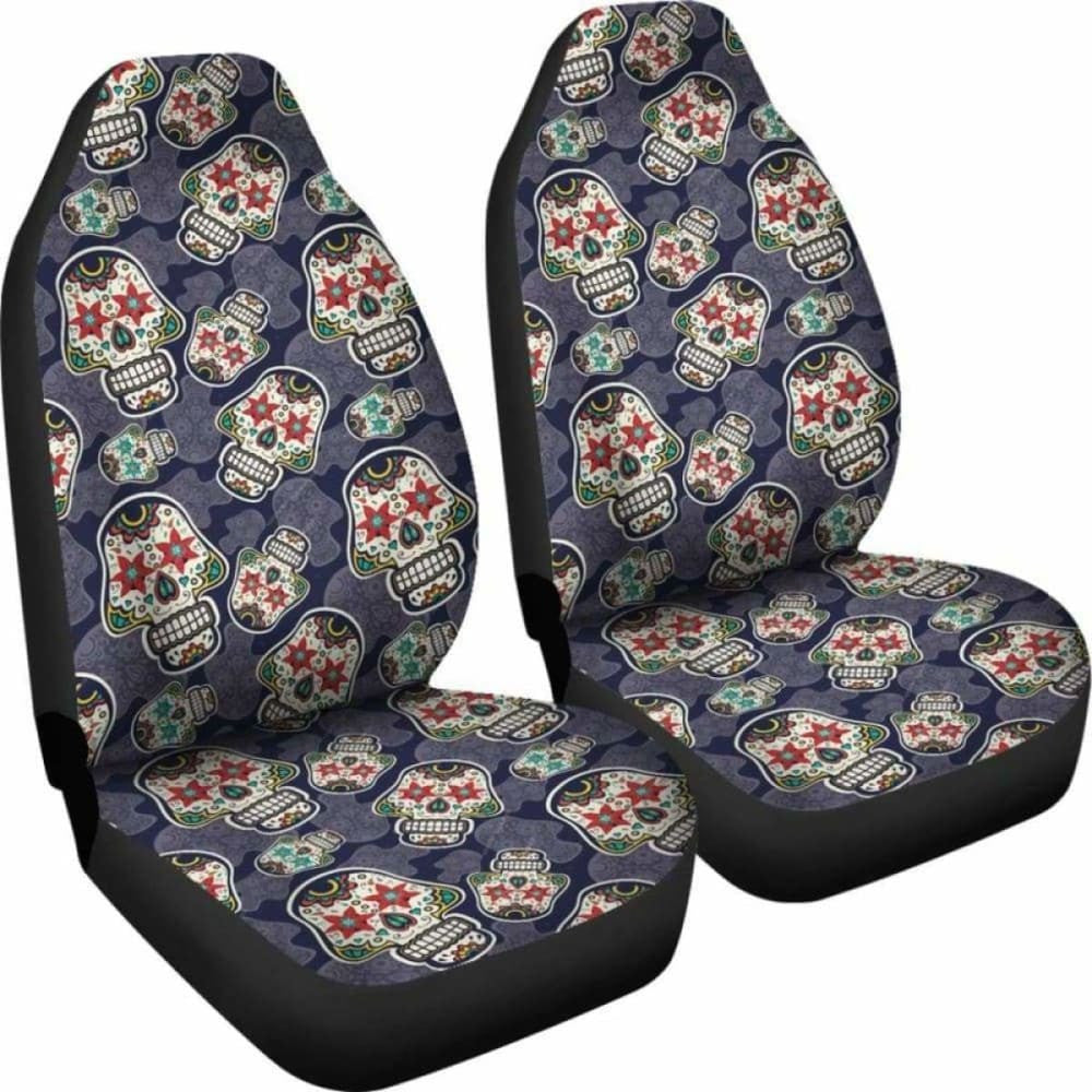 Set Seat Cover Sugar Skulls - Day Of The Dead Seat Cover