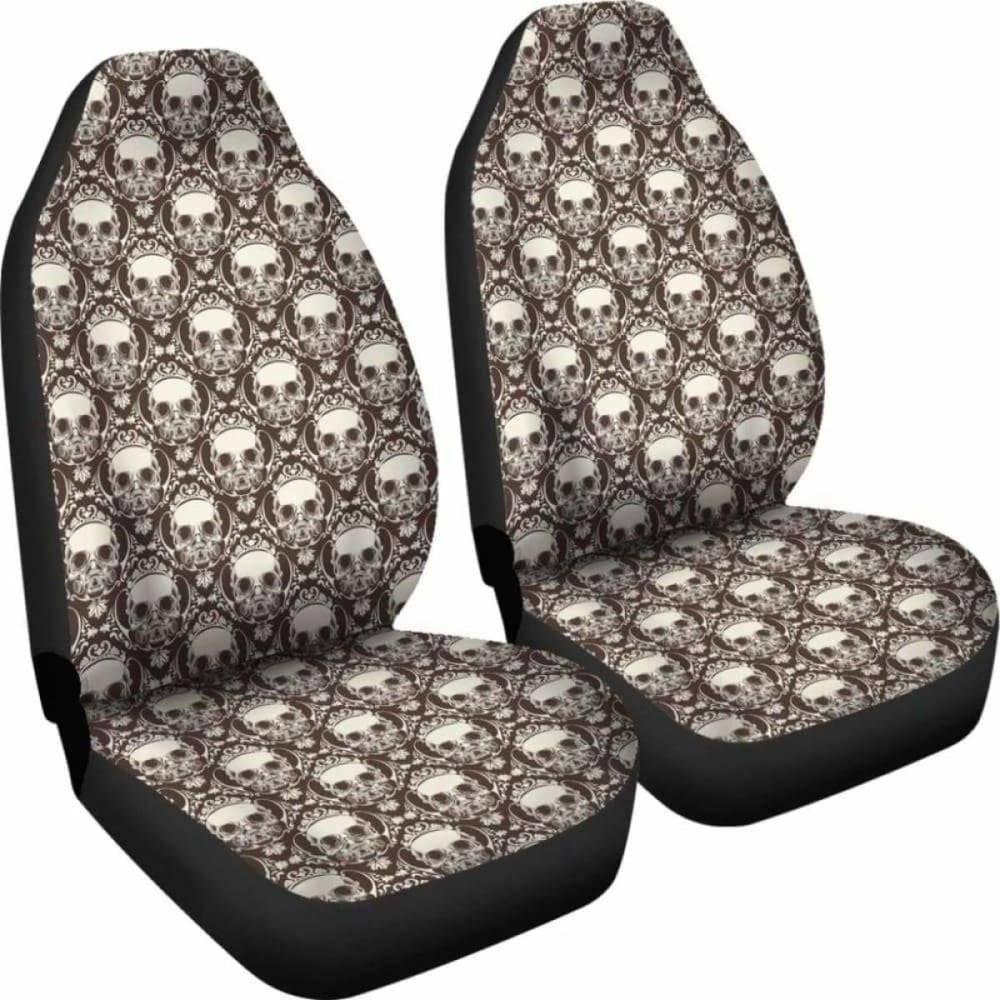 Set Pcs Floral Sugar Skull Day Of The Dead Skull Car Seat Covers