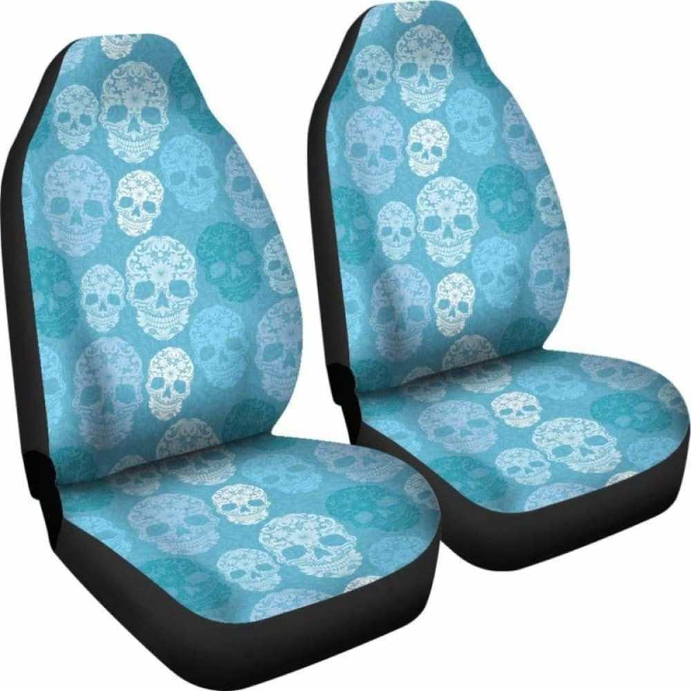 Set Of Pcs - Skull Gothic Horror Flaming Fire Halloween Skull Car Seat Covers