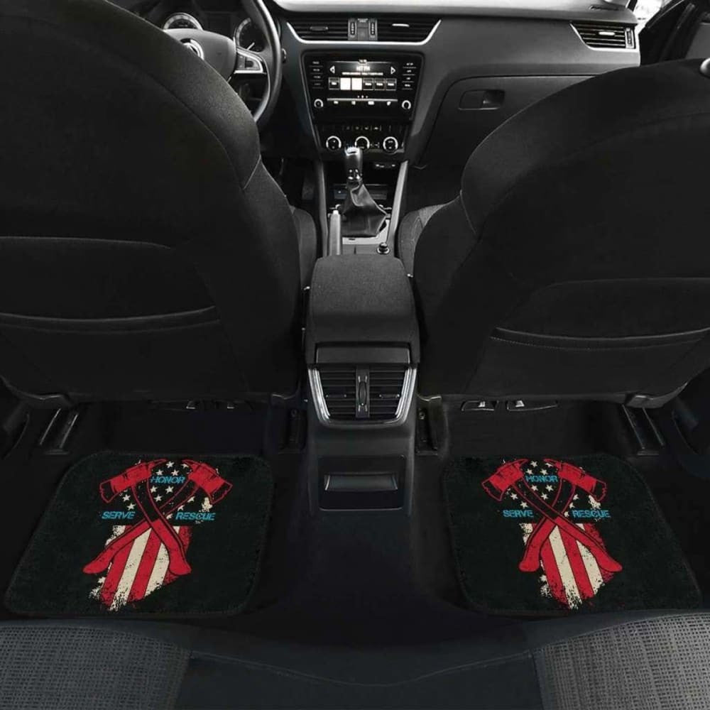 Firefighter Front And Back Car Mats Set Of