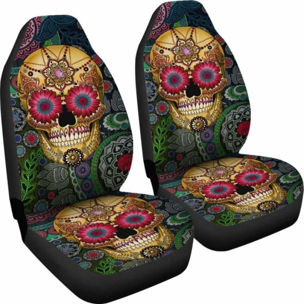 Set Of Pcs Sugar Skull Car Seat Covers
