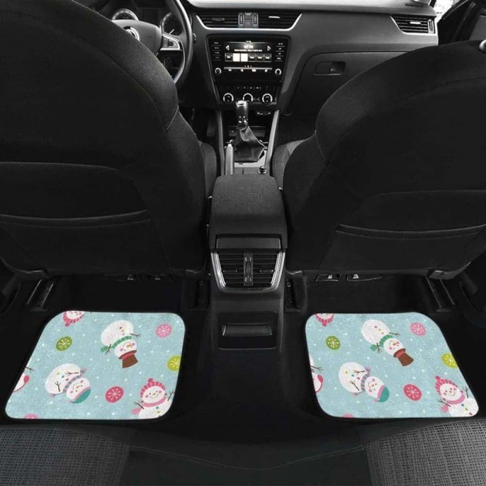 Cute Snowman Snowflake Pattern Front And Back Car Mats