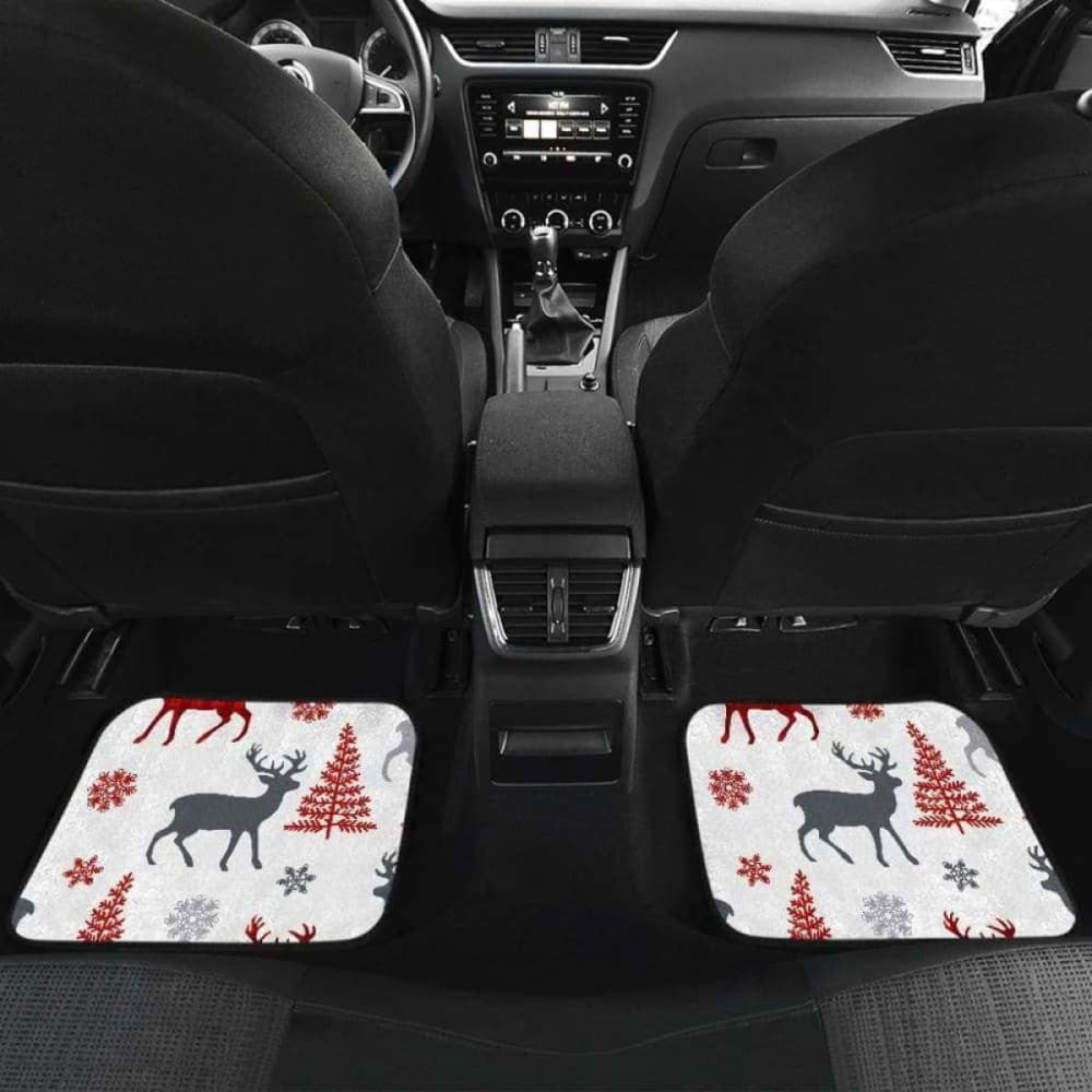 Deer Tree Snowflakes Chrismas Pattern Front And Back Car Mats