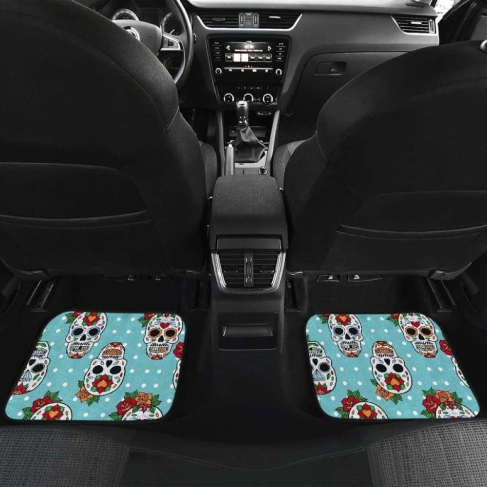 Set Of Sugar Skull Car Mas, Car Floor Mats
