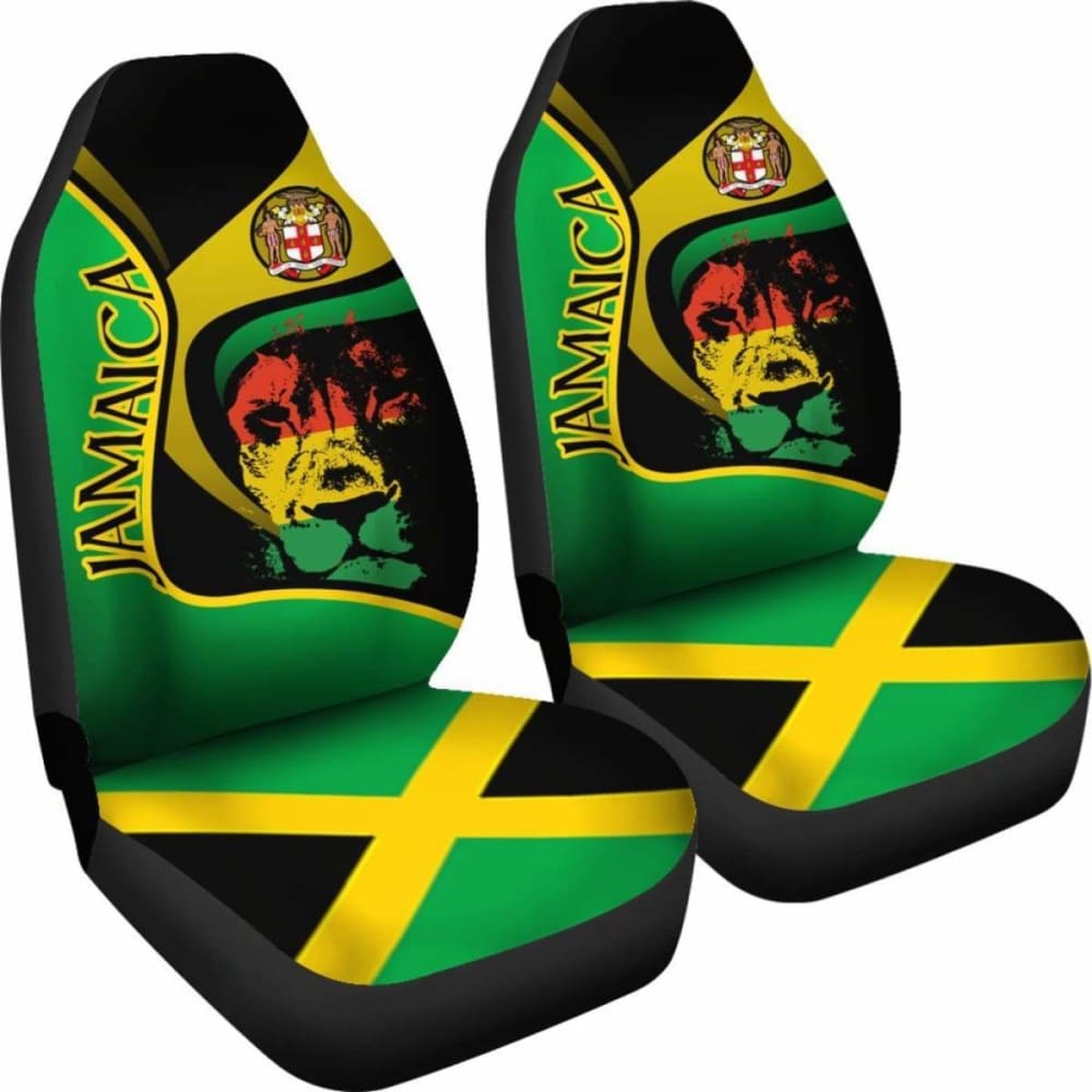 Jamaica Car Seat Covers - Jamaican Lion With Coat Of Arms - Amazing