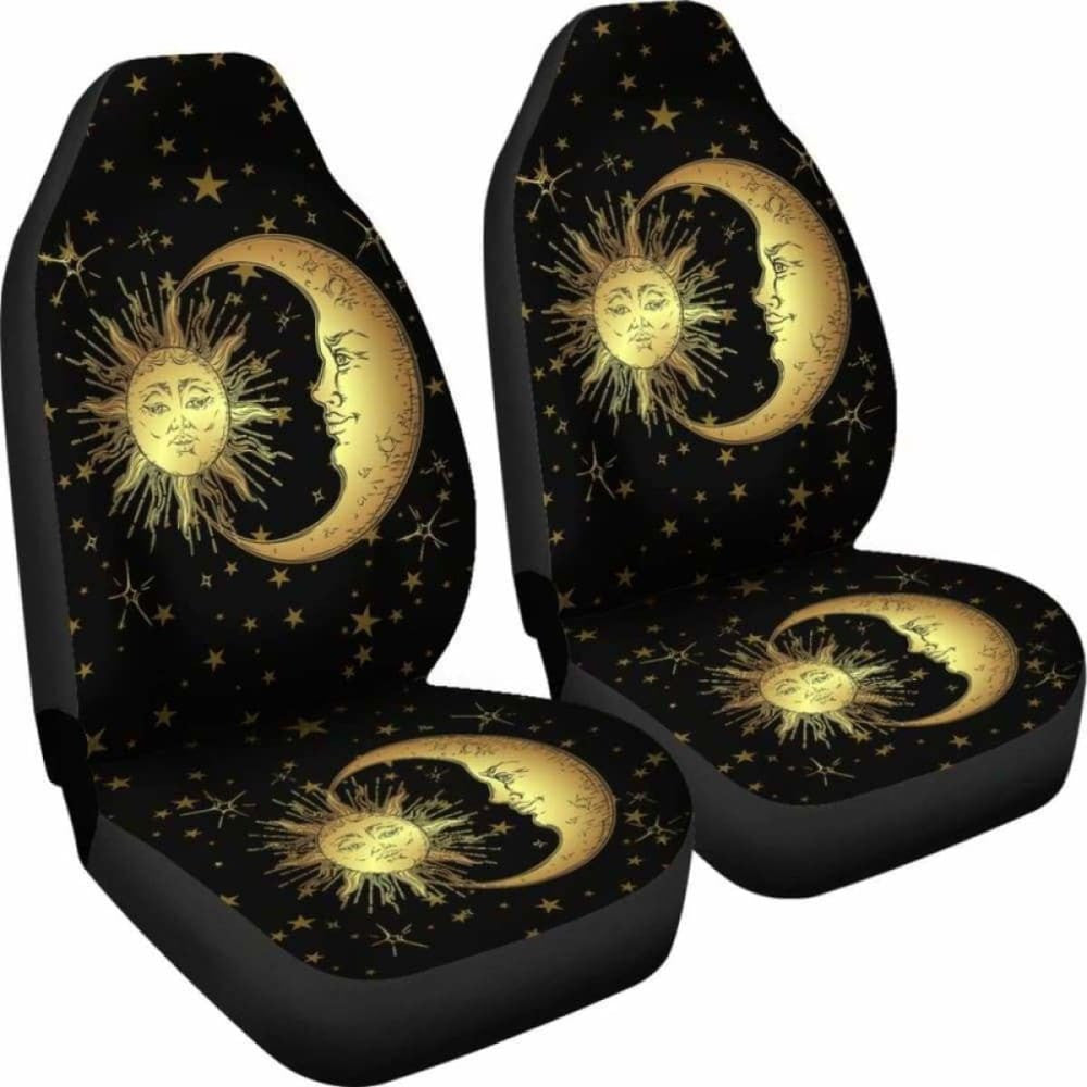 Gold Sun Moon Car Seat Cover