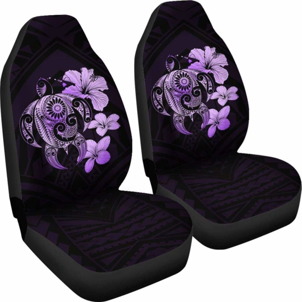 Hibiscus Plumeria Mix Polynesian Violet Turtle Car Seat Covers - New - Awesome