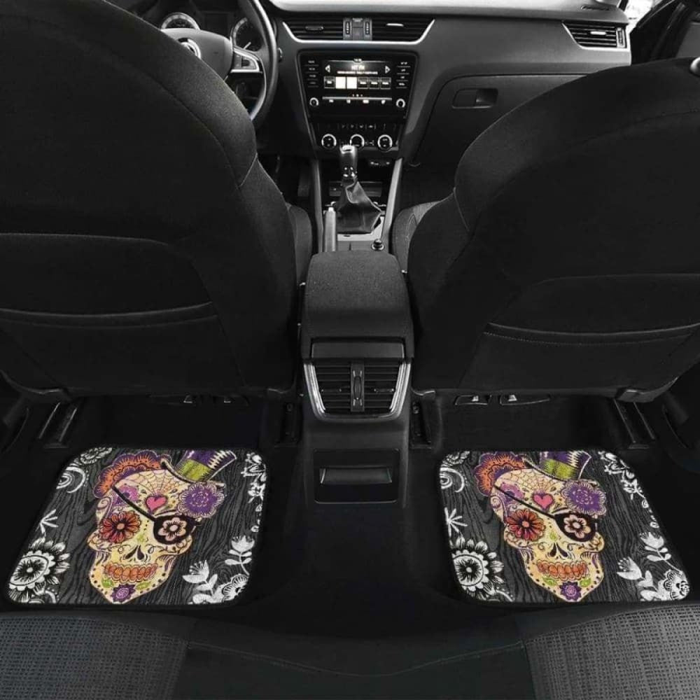 Set Of Halloween Sugar Skull Car Mats