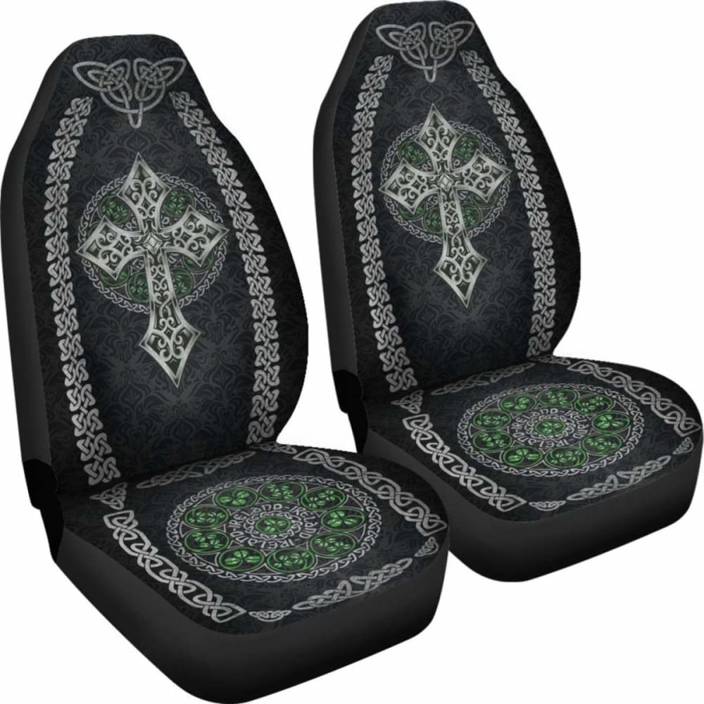 Celtic Cross And Shamrock Car Seat Covers ( Set Of )