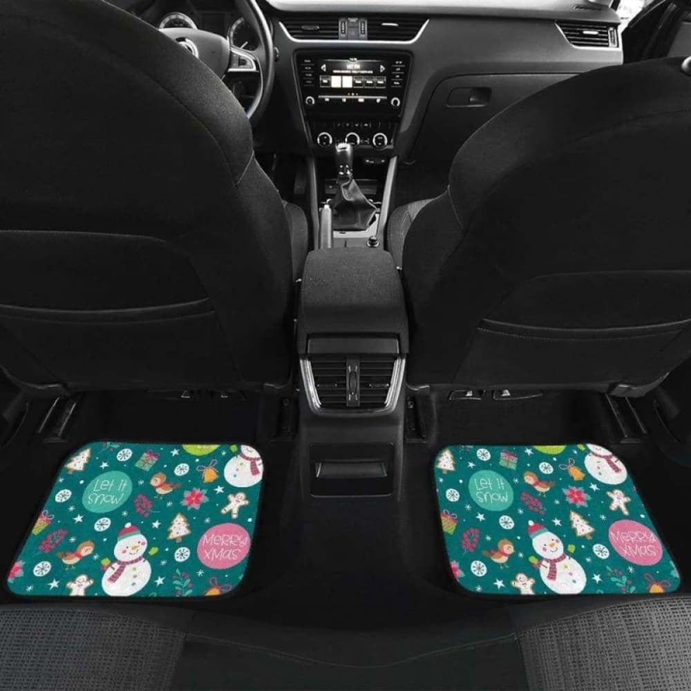 Snowman Bird Decorative Elements Christmas Pattern Front And Back Car Mats