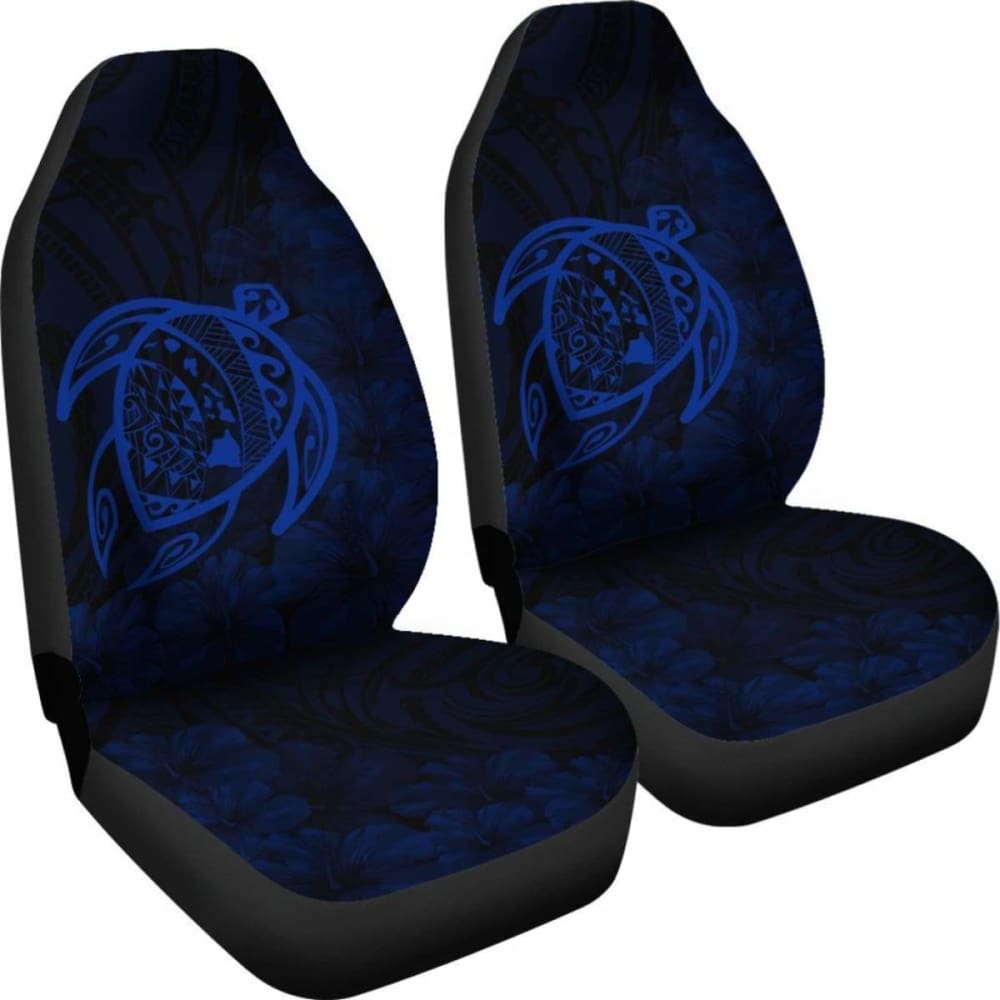 Alohawaii Car Seat Covers - Hawaii Turtle Map Hibiscus Poly Blue - New Awesome