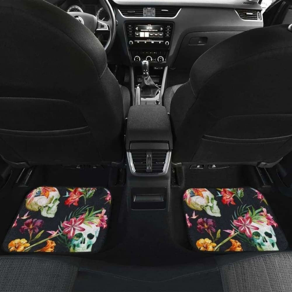 Set Of Pcs Floral Sugar Skull Car Mat