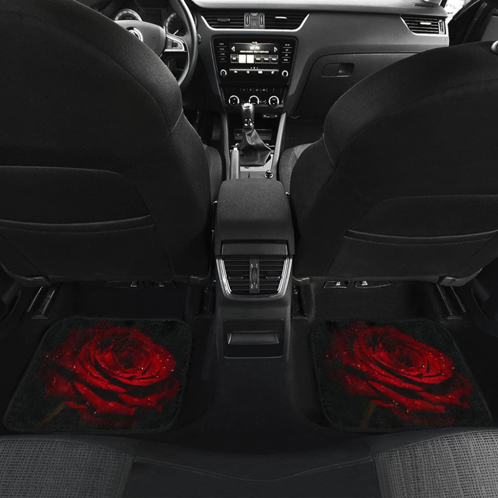 Car Floor Mats Rose Flower on Black Background