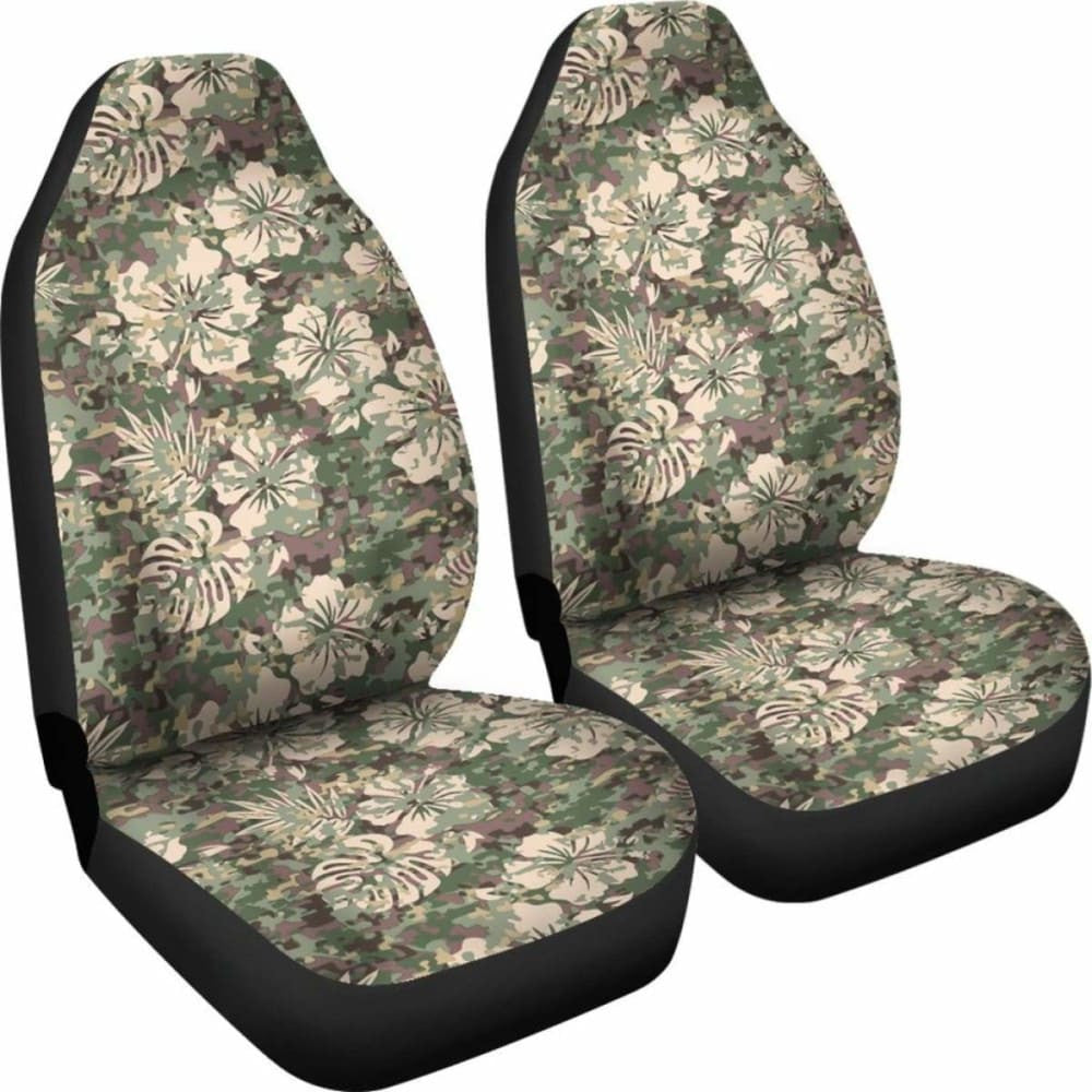 Hawaii Camo Hibiscus Palm Leaf Car Seat Covers