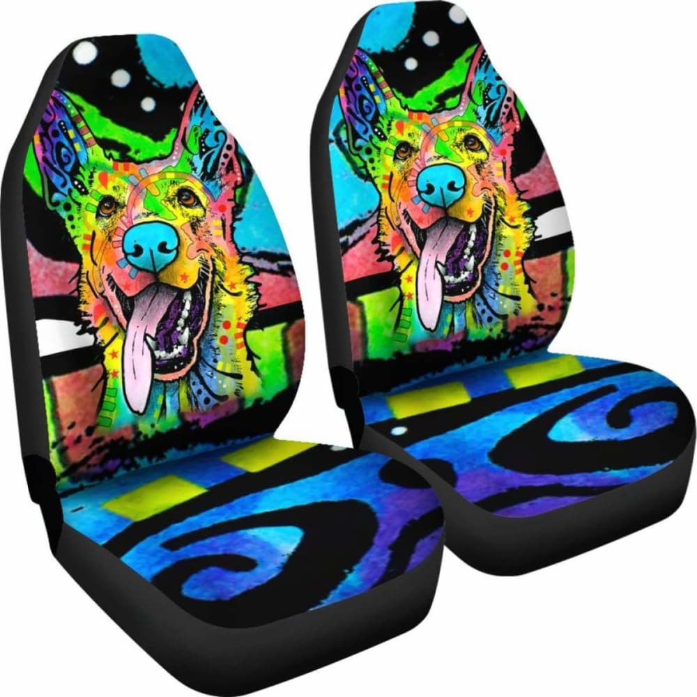 German Shepherd Design Car Seat Covers Colorful Back