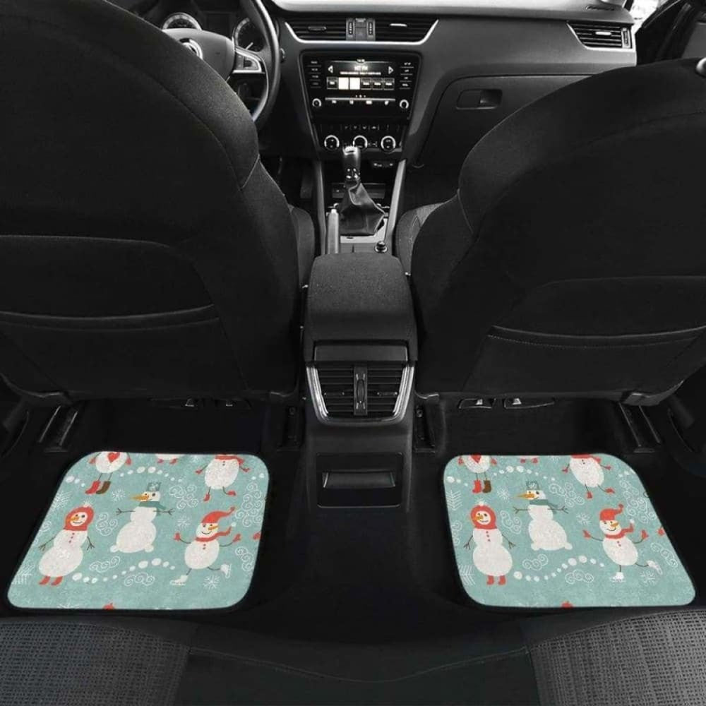 Cute Snowman Pattern Front And Back Car Mats