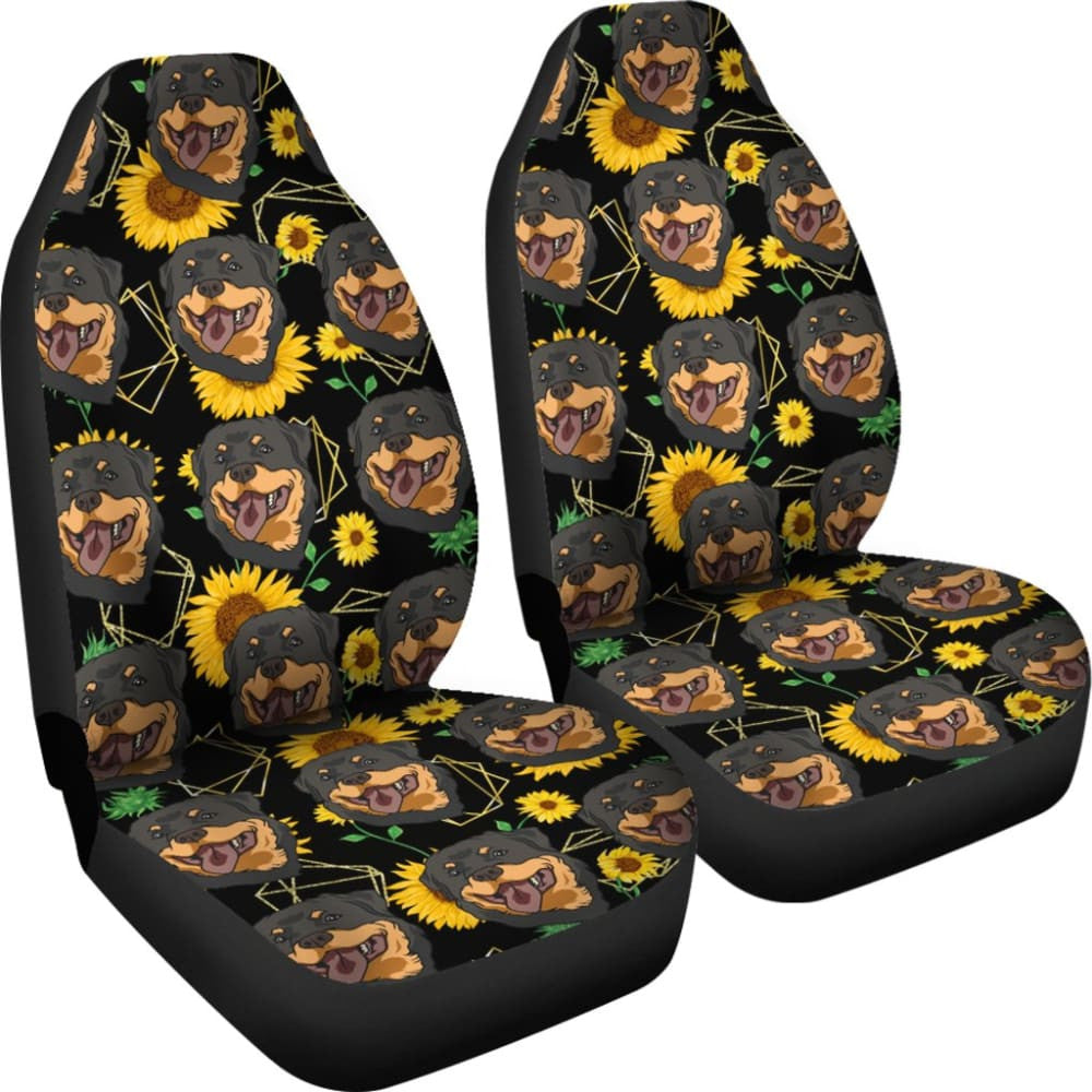 Paws With Rottweiler Sunflower Print Car Seat Covers
