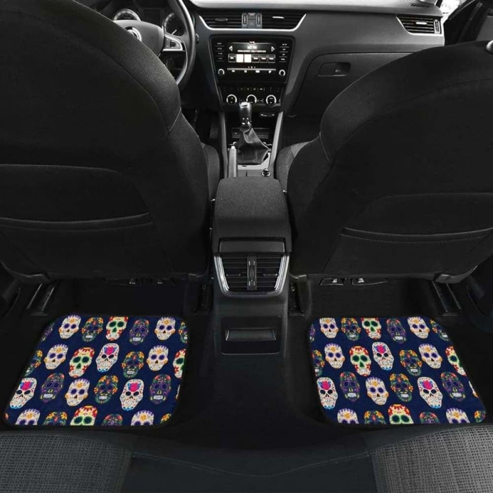 Set Of Pcs Floral Day Of The Dead Sugar Skull Car Mats